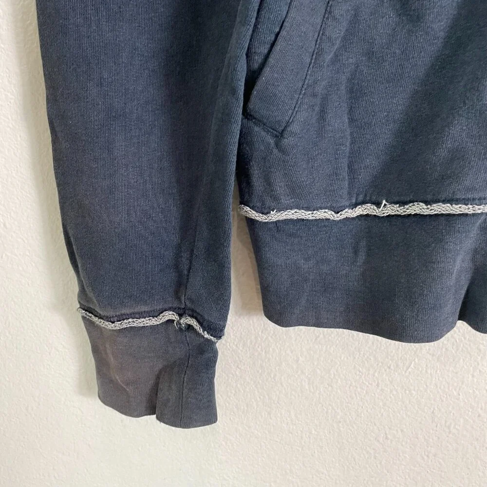 True Religion Mens Small Navy Zip‎ Up Hoodie Jacket Distressed